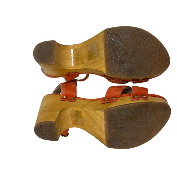 Boden Womens Size 6 (37) Suede Wood Chunky Heel Sandals Orange Y2K 90's  Summer - Picture 7 of 12